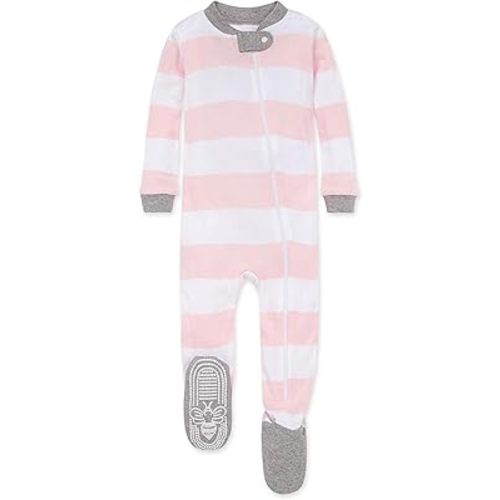 Burt's Bees Baby Baby Girls' Organic Cotton Zip-Front Non-Slip Footed Sleeper Pajamas