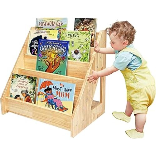 Montessori Bookshelf - Book Display Shelf for Toddler - Forward/Front Facing Bookcase Rack Display