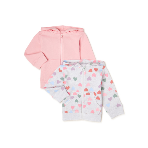 Garanimals Baby Girls French Terry Hoodie, 2-Pack, Sizes 0/3M-24M