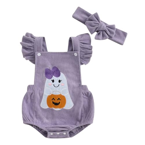 YINGISFITM My First Halloween Baby Girl Outfit Newborn Pumpkin Bubble Romper Infant Jumpsuit Overalls Cute Pumpkin Clothes