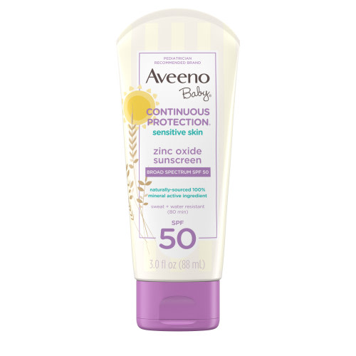 Aveeno Baby Sunscreen Lotion, SPF 50, Zinc Oxide, for Infants and Toddlers, 3 fl. oz