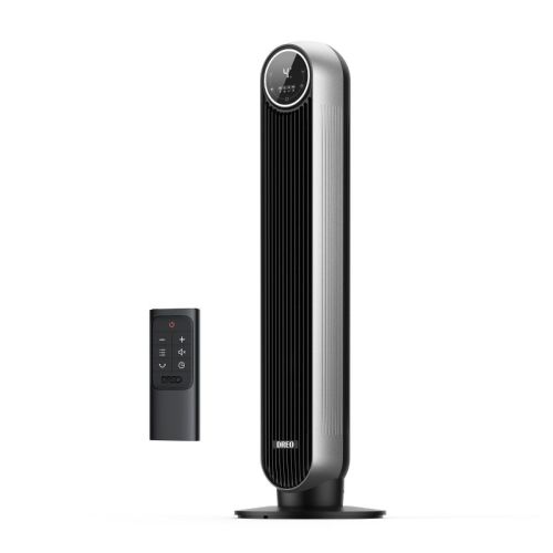 Dreo Nomad 36" Quiet Bladeless Oscillating Tower Fan Black/silver: Etl Listed, 4 Speeds, Remote, Electric, 100-300 Sq. Ft.