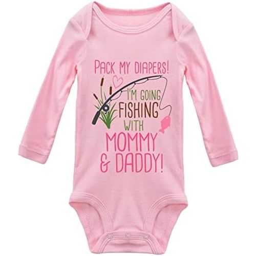 Pack My Diapers Im Going Fishing with Mommy and Daddy Baby Newborn Organic Bodysuit