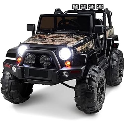 Best Choice Products Kids 12V Ride On Truck, Battery Powered Toy Car w/Spring Suspension, Remote Control, 3 Speeds, LED Lights, Bluetooth - Camouflage