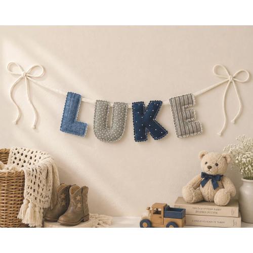Personalized Fabric Name Banner, Bubble Letter Banner, Custom Nursery Decor, Baby Name Letters, Kids Room Decor, Birthday Decor