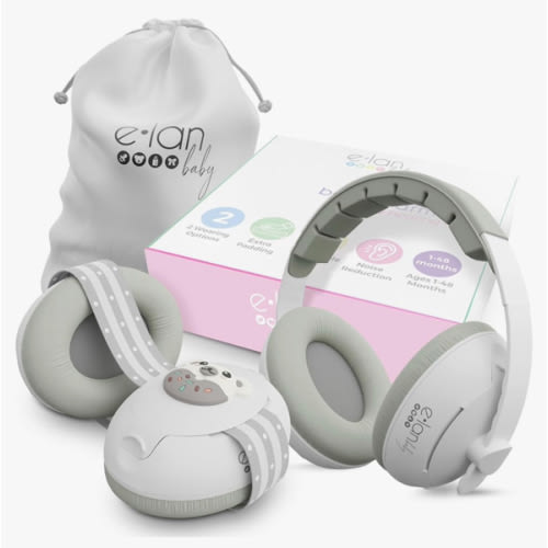 2-in-1 Baby Ear Muffs Noise Protection - Baby Headphones for Noise & Plane Travel - 2 Headbands - Toddler Ear Protection for Infant & Toddler Travel Essential, Age 1-36 Months