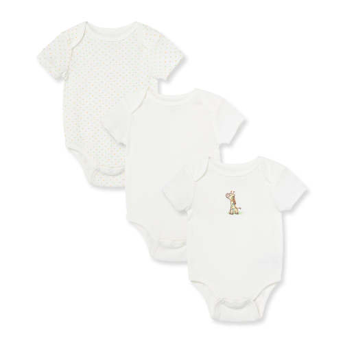 Little Me Giraffe 3 Pack Bodysuits in Marshmallow