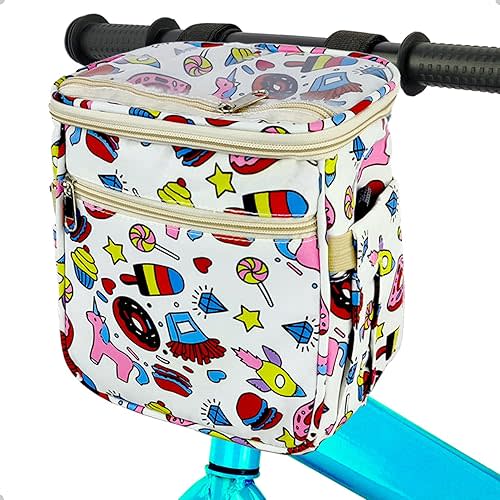 Kids Handlebar Bag Organizer for Girls & Boys, Bike Basket and Front Decoration Accessory, Waterproof Fabric Fits Most Children's Bikes, Balance Bikes, Scooters, Tricycles
