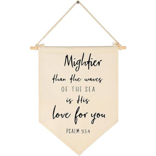 Christian Bible Verses Art-Scripture Flag Sign Gifts for Baby Newborn Boys Girls Kids-Banner Wall Decor Gift for Nursery Bedroom Playroom Front Door-Baby Gift Shower-New Home Christmas Gift