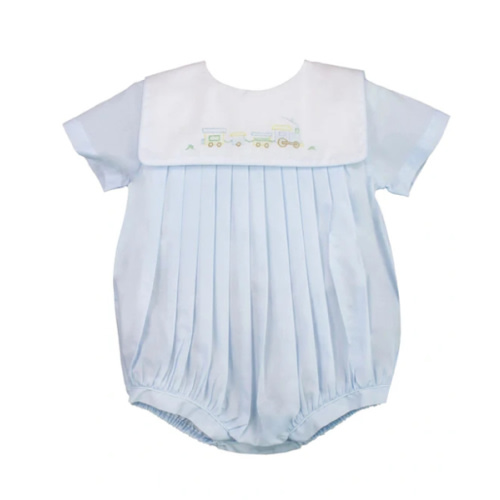 Romper with Train Embroidery | Posh Tots Children's Boutique