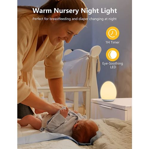 MediAcous Night Light for Kids, Baby Night Light with 7 Colors Changing & Dimming Function, Rechargeable Night Light with 1 Hour Timer & Touch Control, Up to 100H - White