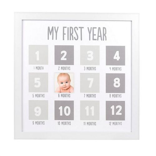 Pearhead 12-Photo First Year Wood Frame in White