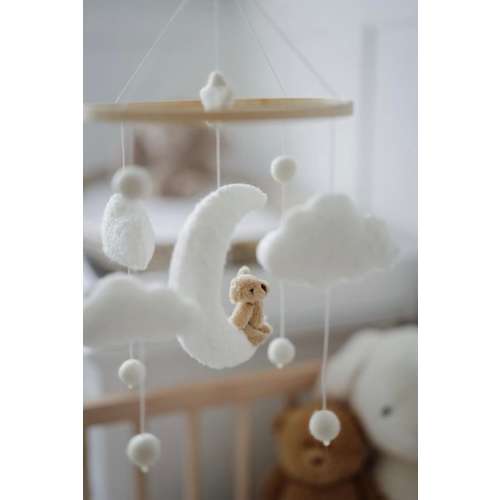 ABOVE THE CLOUDS Cot Mobile, Boucle Cot Mobile, Cloud Mobile, Neutral Nursery, Baby Mobile, Nursery Mobile, Crib Mobile, Nursery Decoration - Etsy
