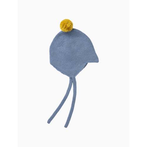 Cashmere Baby Bonnet in Mermaid/Gold Dust Pom