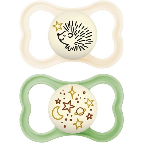 MAM Supreme Night Baby Pacifier, for Sensitive Skin, Patented Nipple, 2 Pack, 16+ Months, Unisex,2 Count (Pack of 1)
