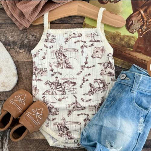 Chic Cowdays Pointelle Tank Onesie (little kid)