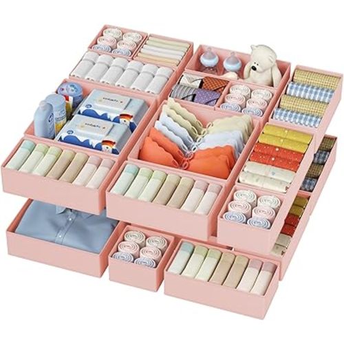 DIMJ Drawer Organizer Clothes - 20 Pack Closet Drawer Organizer Bins for Baby Clothes Storage, Fabric Dresser Organizer for Nursery Bedroom, Foldable Small Drawer Dividers for Underwear Socks
