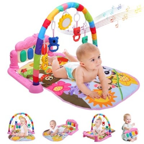 JoyStone Baby Gym Play Mat for Babies, Play Piano Music Light Playmat Activity Gym for Baby Boy Girl Gift Toddler Activity Center Baby Floor Play Mat for Baby, Pink