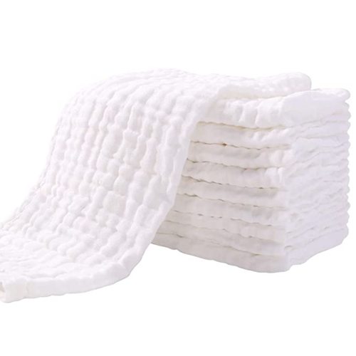 Parker Baby Co. Muslin Cotton Burp Cloths, 4 Pack - White