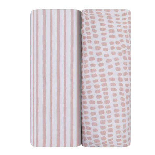 Ely's & Co. Baby Waterproof Fitted Pack N Play - Mini Crib Sheet 100% Combed Jersey Cotton Mauve Pink Stripes & Splash 2 Pack