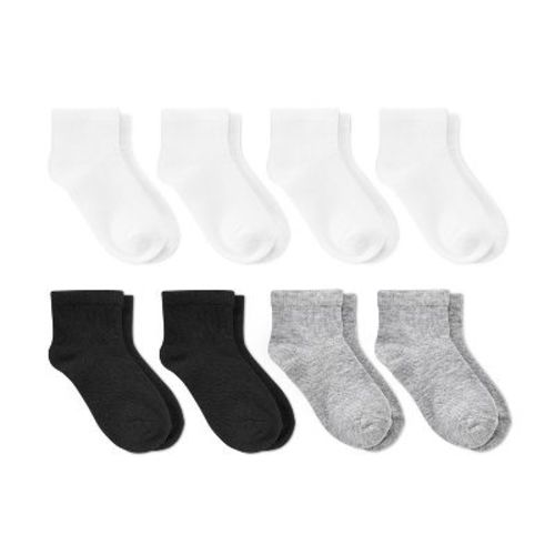 Toddler 8pk Ankle Socks - Dealworthy™ 2t-3t White/gray/black: Lightweight Knit, Banded Cuff, Machine Washable