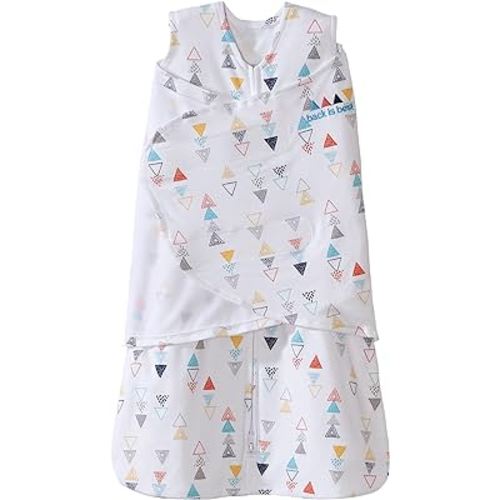 HALO Sleepsack 3-Way Adjustable Baby Swaddle, 100% Cotton - Neutral Triangles, Newborn