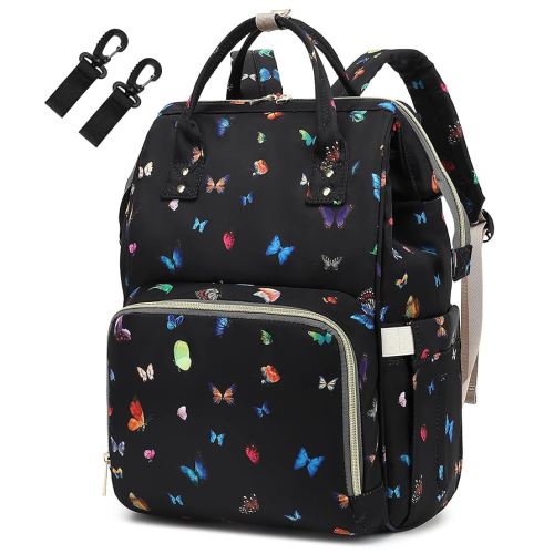 Butterfly Diaper Bag Backpack for Baby Girls, Mom Waterproof Large Nappy Bags for Women
