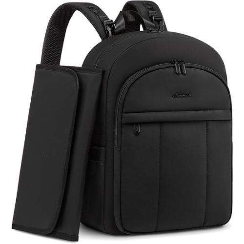 LOVEVOOK Diaper Bag Backpack for Moms, Lightweight Puffy Baby Bag with Changing Pad & Stroller Straps, Large Capacity Waterproof Travel Diaper Backpacks, Black