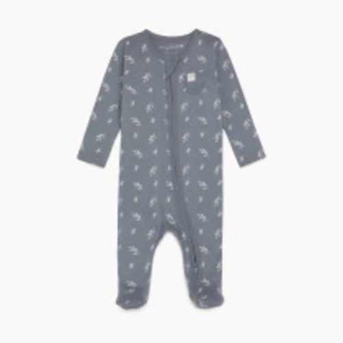 Tiny Kind Printed Zip Up Footie - Grey Leaf, Newborn