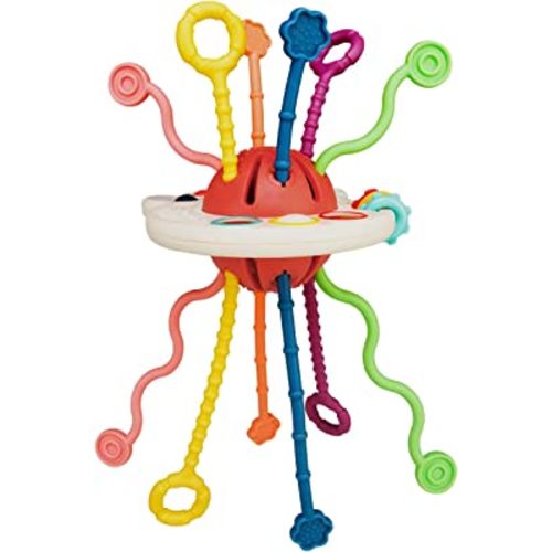 Montessori Toys for Babies, Food Grade Silicone Pull String |Baby Sensory Teething Toys, Fine Motor Skill, Travel Toys, Birthday Gifts for Infant Boys Girls 18 Months