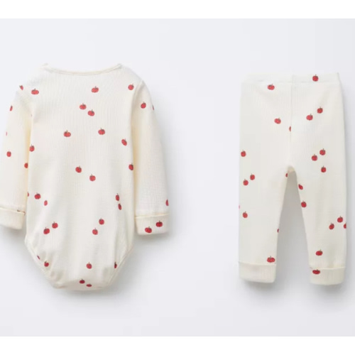 WAFFLE TOMATO BODYSUIT AND LEGGINGS SET - Ecru | ZARA United States