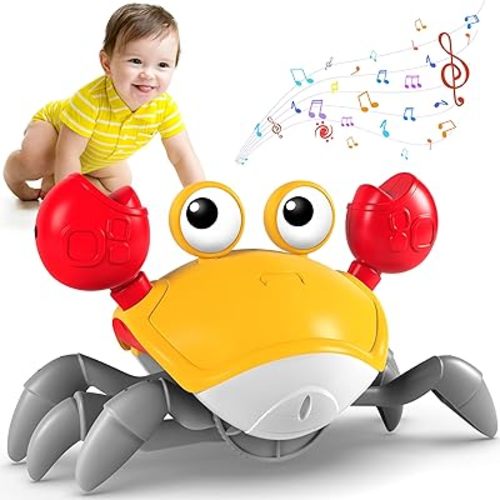 Crawling Crab Baby Toy, Tummy Time Toys, Sensing Interactive Walking Dancing Toy for Crawling Baby Induction Crabs with Music Sounds, Infant Fun Birthday Gifts Entertainment for Toddler Baby Boy Girl