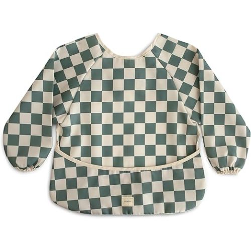 mushie Long Sleeve Baby Bib | Water Resistant Adjustable Fit for Ages 6-24 Months