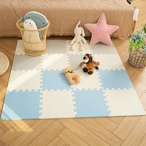 Baby Play Mat Puzzle Exercise PlayMat Foam Flooring Tiles Interlocking Floor Mats for Baby Non-Toxic Soft Waterproof and Thick(0.4" Thickness) Designed for Babies Toddlers Flooring Protector-50”×50”