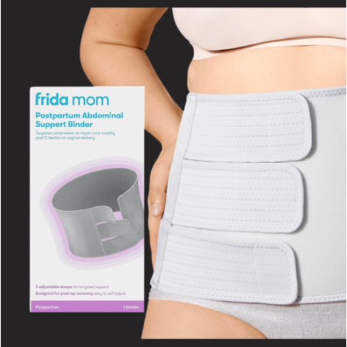 Frida Mom Belly Binder, Postpartum Essentials for Natural and C-Section Recovery, Adjustable Compression Wrap, After Birth Brace, Abdominal Band, 9" High