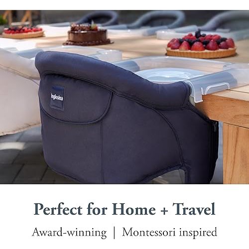 Inglesina Fast Table Chair - Navy + Fast Dining Tray - Portable Baby High Chair - for Babies & Toddlers up to 37 lbs - Fits Tables 0.8'' to 3.5'' Thick - Compact & Easy to Use - Travel Bag Included