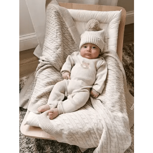Luna + Luca Cable Knit Baby Blanket - Beige