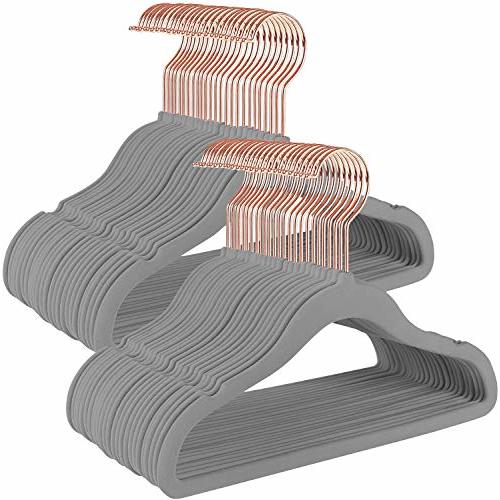 TIMMY Baby Velvet Hangers Non-Slip Baby Clothes Hangers, 11.8” Inch 50 Pack Space Saving Childrens Hangers -360° Swivel Rose Gold Hook, Strong & Durable Infant/Toddler Grey Hangers
