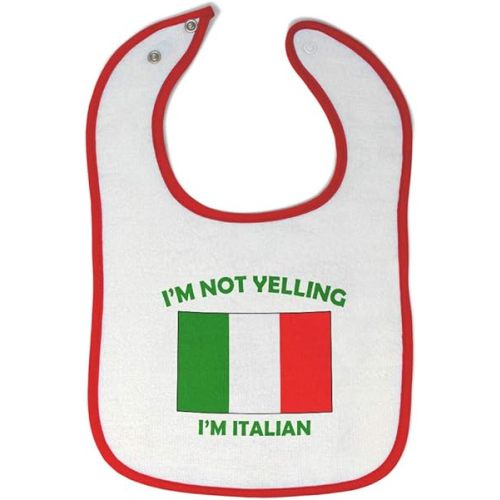 Cute Rascals Toddler & Baby Bibs Burp Cloths Not Yelling I'M Not Yelling I Am Italian Italy Countries Cotton Baby Items for Baby Girl & Boy White Red Design Only