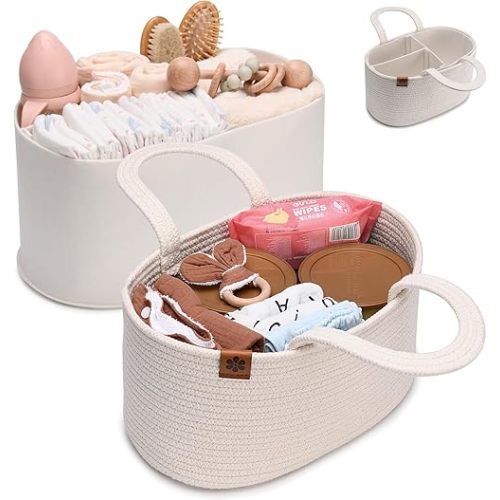PeraBella Baby Diaper Caddy Organizer, Diaper Organizer for Changing Table Organizer, Baby Organizer for Nursery, Baby Car Diaper Caddy Basket