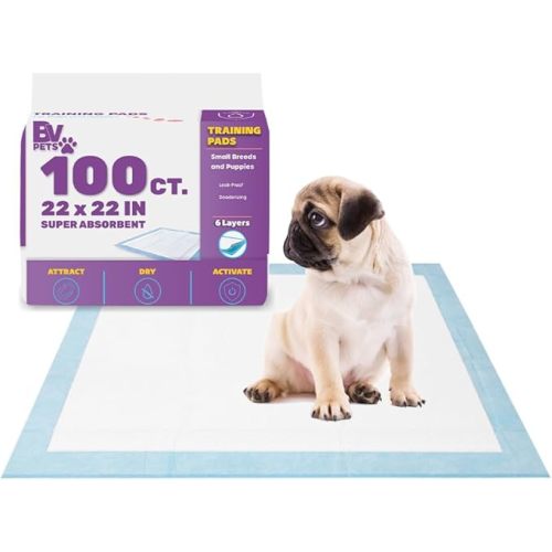 BV Puppy Pads Leak-Proof 100 Count 22"x 22" | Pee Pads for Dogs Quick Absorb 6-Layer Pets Potty Pads Puppy Training Pads for Dogs, Pet Pee Pads