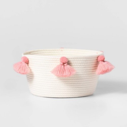 Small Coiled Rope Basket With Tassels Natural/rose Pink - Pillowfort™