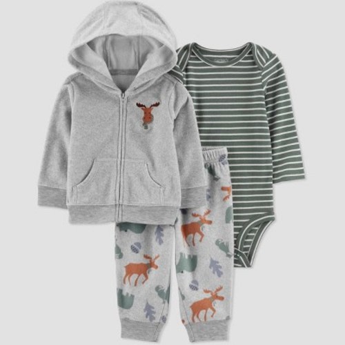 Carter's Just One You®️ Baby Boys' Moose Top & Bottom Set - Gray/Green, Size: 6M