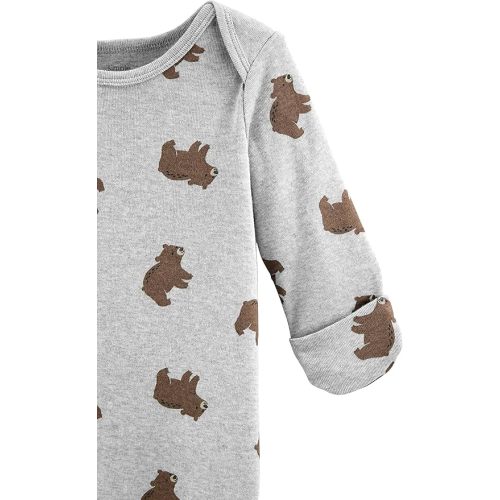 Simple Joys by Carter's Baby 3-Pack Neutral Cotton Sleeper Gown - 0-3 Months - Bear/Dinosaur/Stripe