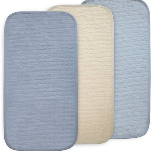 mushie Waterproof Changing Pad Liners | 100% Organic Cotton | Set of 3 (Blue Combo)