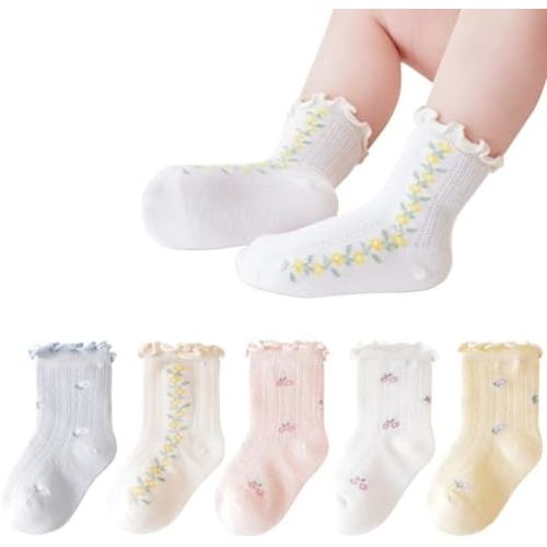 Zumou Toddler Lace Socks Girls Ruffle Eyelet Frilly Princess for Baby Little Kids