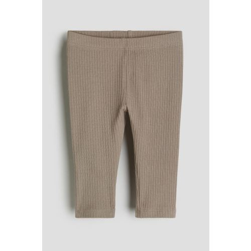 Ribbed Cotton Leggings, Taupe