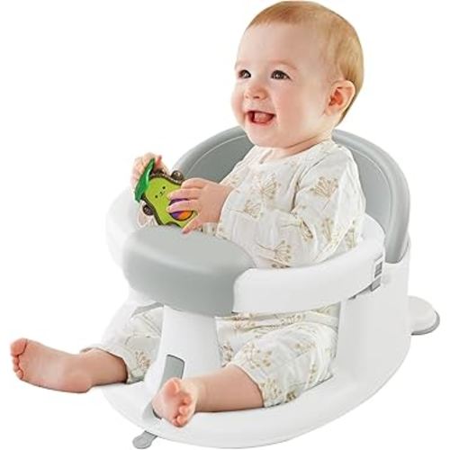 Baby Bath Seat for Babies: Non-Slip Infant Bathtub Chair with Suction Cups, Safe & Comfortable Baby Bath Support, Ideal for Sitting Up, Easy to Clean, Stable Design, Grey (6-24 Months)