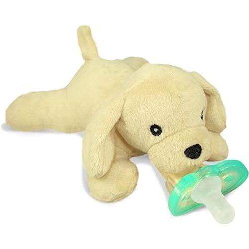 RaZbaby JollyPop Pacifier, Holder w/Detachable Baby Pacifier, Stuffed Animal RaZbuddy, All Ages 0M+, 100% Medical Grade USA Made Silicone, Machine Washable, Textured & Easy to Hold – Lab