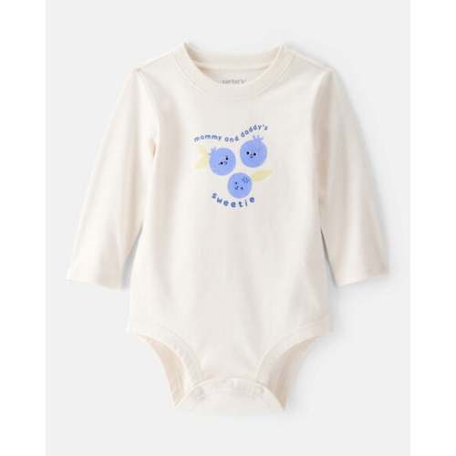 Baby Girl Cotton Long-Sleeve Graphic Bodysuit - White | Carter's